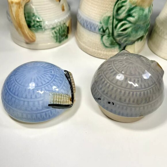 Vintage Ceramic Windmill Tea Set Made in Japan Hand Painted Teapot Sugar Creamer - Picture 10 of 14